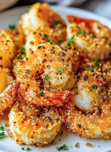 Delicious air fryer garlic parmesan shrimp with a crispy coating