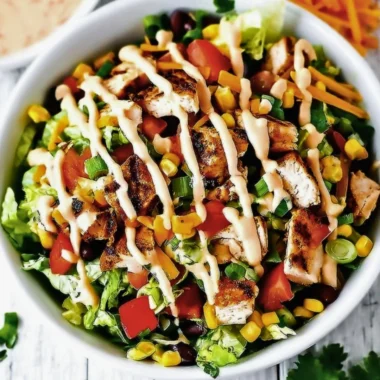 Crunchy Chicken Taco Salad with fresh ingredients and vibrant toppings