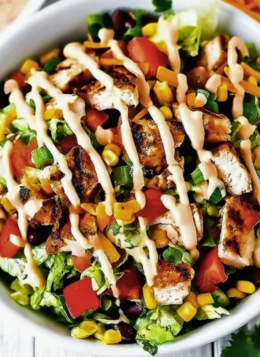 Crunchy Chicken Taco Salad with fresh ingredients and vibrant toppings