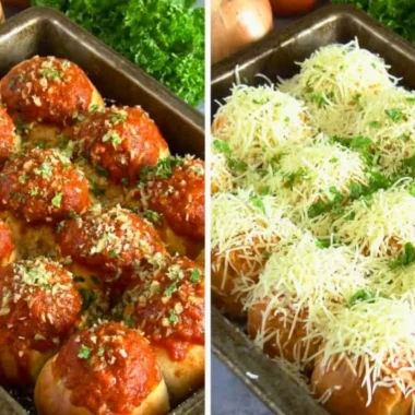 Delicious Garlic Bread Meatball Bombs ready to be enjoyed