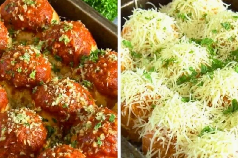 Delicious Garlic Bread Meatball Bombs ready to be enjoyed