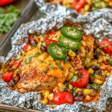 Mexican Chicken Foil Packets grilled with spices and vegetables
