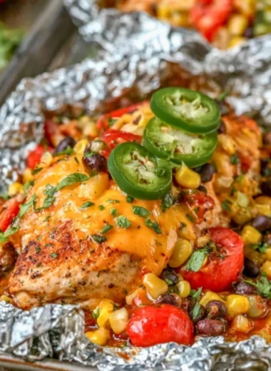 Mexican Chicken Foil Packets grilled with spices and vegetables