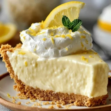Delicious no-bake lemon icebox pie topped with whipped cream and lemon slices.