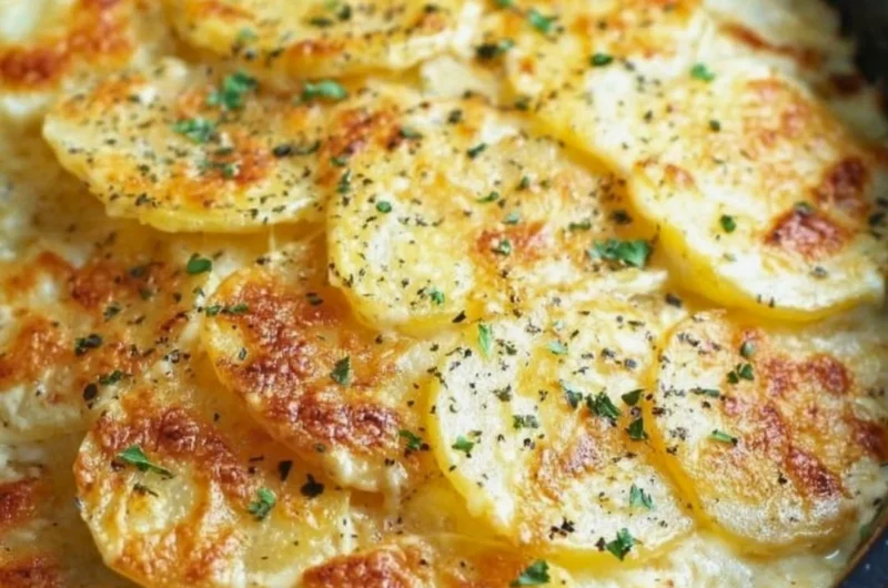 Delicious slow cooker scalloped potatoes in a creamy sauce