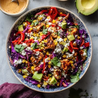 A vibrant Chipotle Chicken Salad featuring grilled chicken and fresh vegetables.