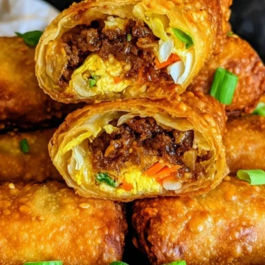 Crispy golden brown egg rolls ready to be served as a delicious appetizer.