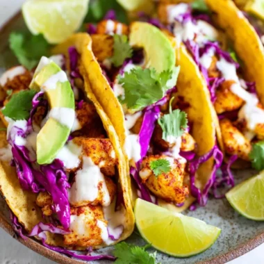 Delicious fish tacos served with fresh toppings and sauces