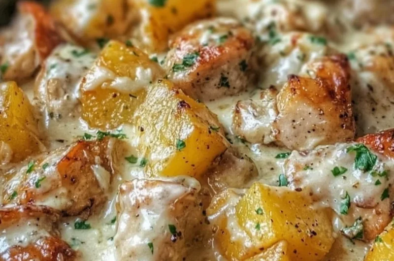 Garlic Parmesan Chicken and Potatoes cooked in a crockpot