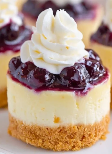Healthy mini lemon blueberry cheesecakes served on a platter