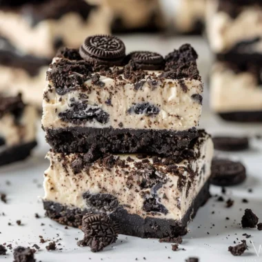 Delicious Oreo Cheesecake Bars with a chocolate crust and creamy filling