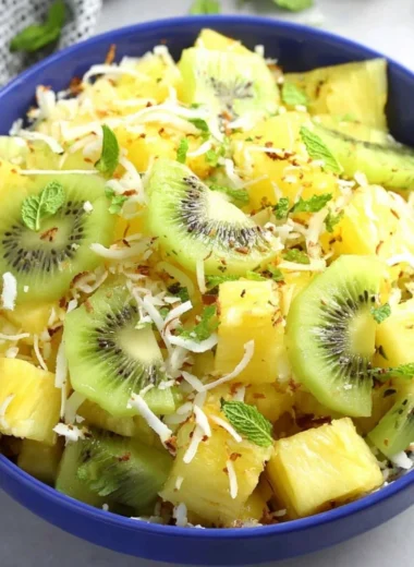 Delicious Pineapple Kiwi Salad with fresh fruit, vibrant colors, and healthy ingredients