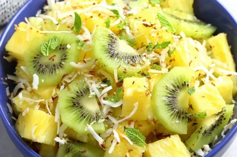 Delicious Pineapple Kiwi Salad with fresh fruit, vibrant colors, and healthy ingredients