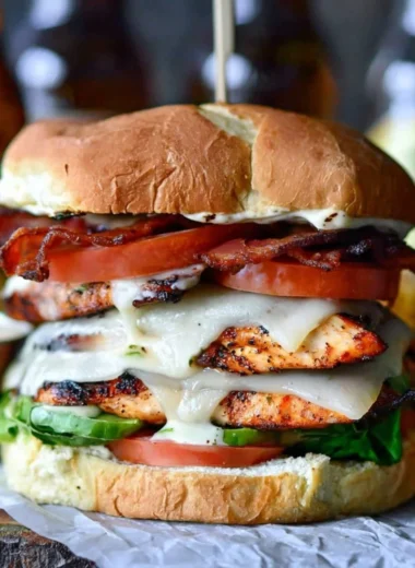 Tequila Lime Chicken Sandwich with fresh ingredients on a wooden board