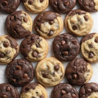 Delicious Brookie Cookies combining brownies and chocolate chip cookies