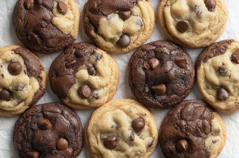Delicious Brookie Cookies combining brownies and chocolate chip cookies