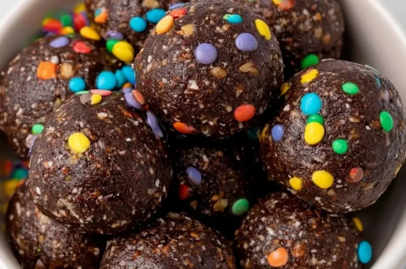 Healthy gluten-free Cosmic Brownie Bites topped with colorful sprinkles
