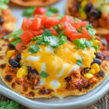 Delicious chicken tostadas served with fresh toppings and salsa