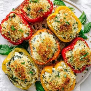 Herby Ricotta Stuffed Peppers filled with creamy ricotta and fresh herbs