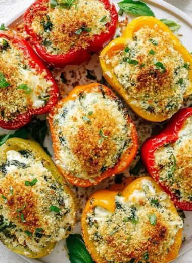 Herby Ricotta Stuffed Peppers filled with creamy ricotta and fresh herbs