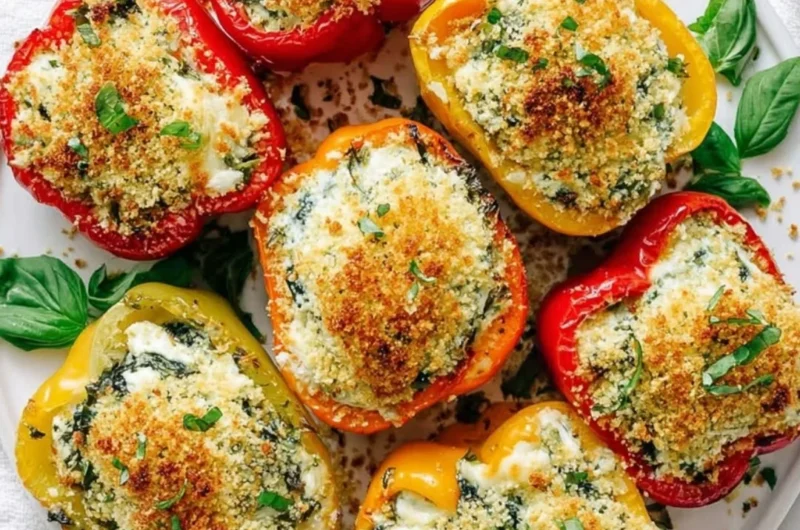 Herby Ricotta Stuffed Peppers filled with creamy ricotta and fresh herbs