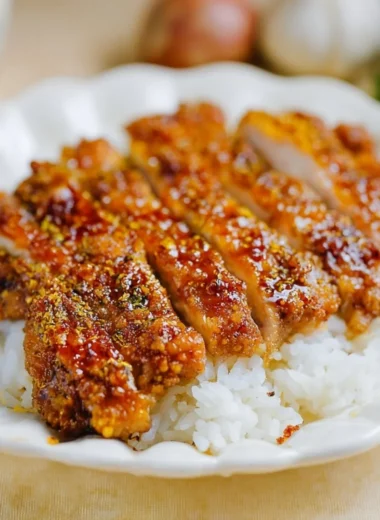 Honey Garlic Crispy Chicken with a crispy coating and garnished with herbs