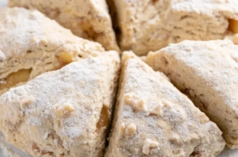 Freshly baked spiced apple scones with a golden crust and warm apple pieces