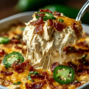 Delicious Jalapeño Popper Chicken Casserole served in a baking dish