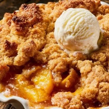 Delicious peach cobbler made following Joanna Gaines' recipe