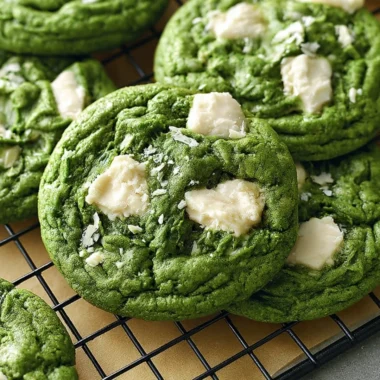 Delicious Matcha White Chocolate Cookies with a green tea flavor and white chocolate chunks
