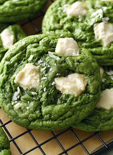 Delicious Matcha White Chocolate Cookies with a green tea flavor and white chocolate chunks