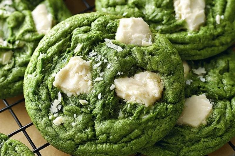 Delicious Matcha White Chocolate Cookies with a green tea flavor and white chocolate chunks