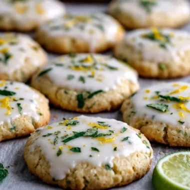 Delicious Mojito Sugar Cookies topped with lime and mint garnish