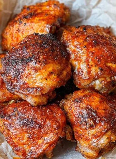 Oven fried chicken thighs served with a side of vegetables