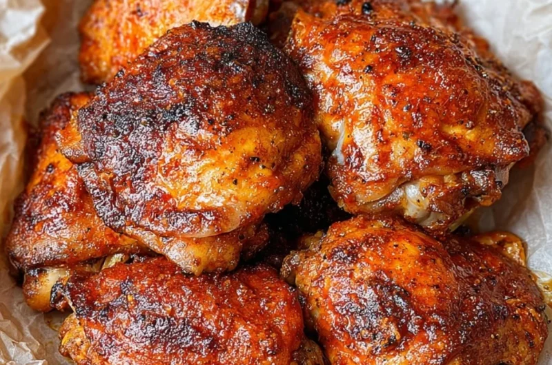 Oven fried chicken thighs served with a side of vegetables