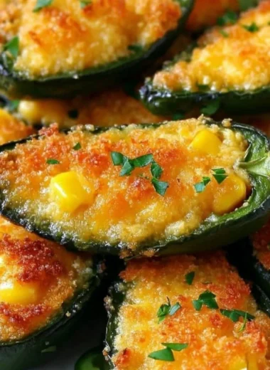 Delicious jalapeno cornbread poppers, a baked appetizer with cheese and jalapenos