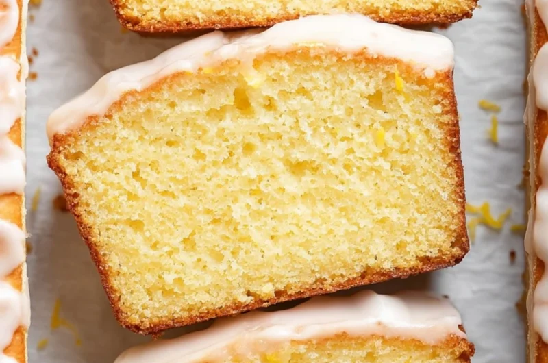 Homemade Starbucks Copycat Lemon Loaf with glaze on a cooling rack