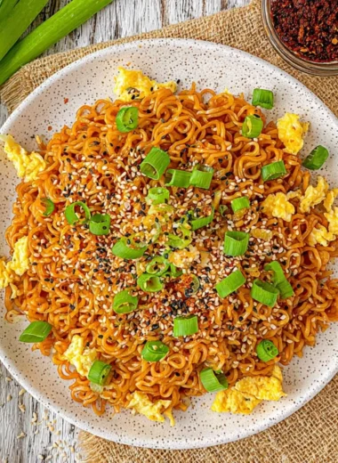 A bowl of Tik Tok Ramen, featuring colorful ingredients and a steaming broth.