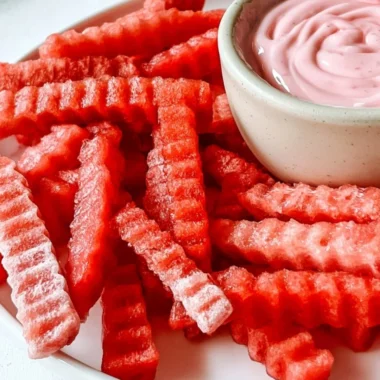 Plate of delicious watermelon fries inspired by TikTok trends