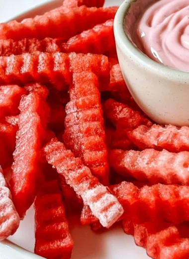Plate of delicious watermelon fries inspired by TikTok trends