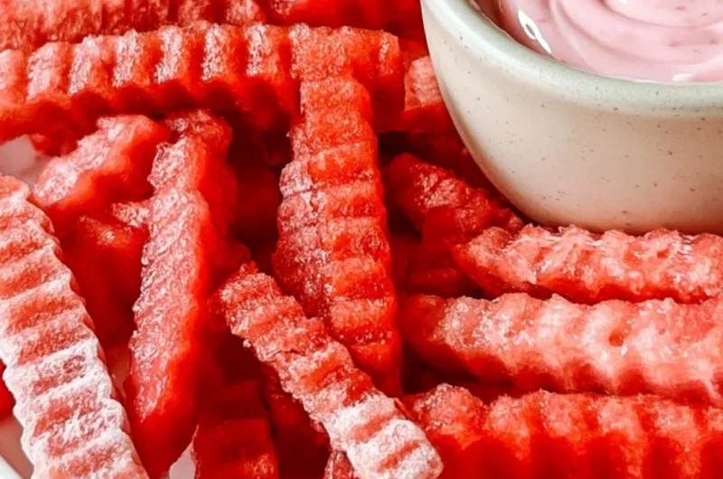 Plate of delicious watermelon fries inspired by TikTok trends