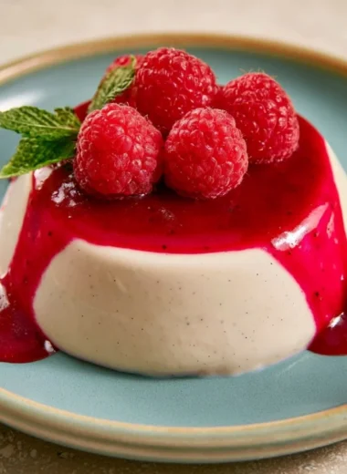 Delicious vegan vanilla panna cotta served in a dessert bowl