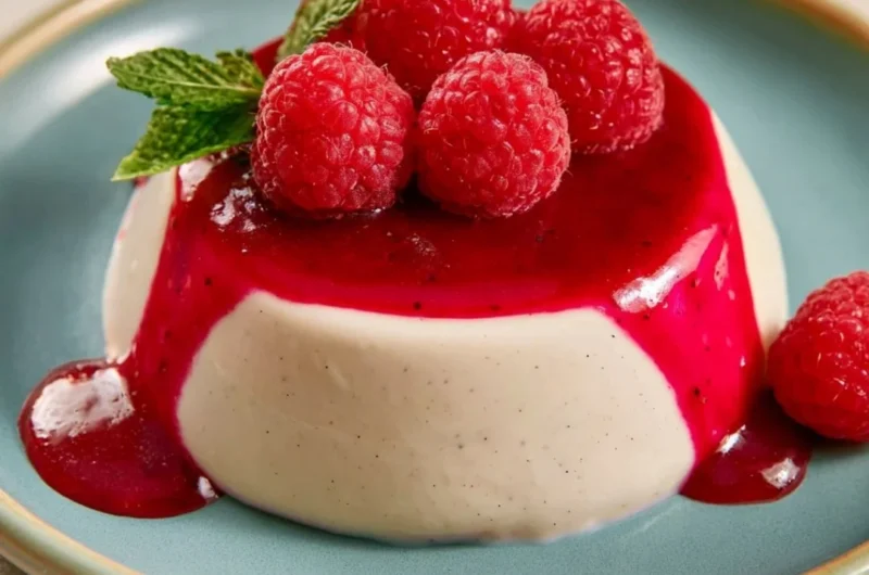 Delicious vegan vanilla panna cotta served in a dessert bowl