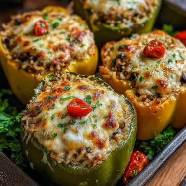 Vegetarian stuffed bell peppers filled with flavorful ingredients
