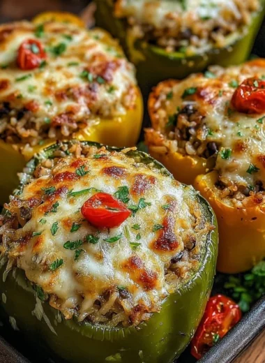 Vegetarian stuffed bell peppers filled with flavorful ingredients