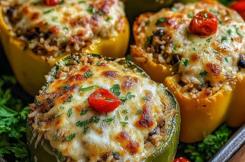 Vegetarian stuffed bell peppers filled with flavorful ingredients
