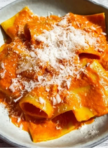 Creamy vodka pasta dish with a rich tomato and cream sauce