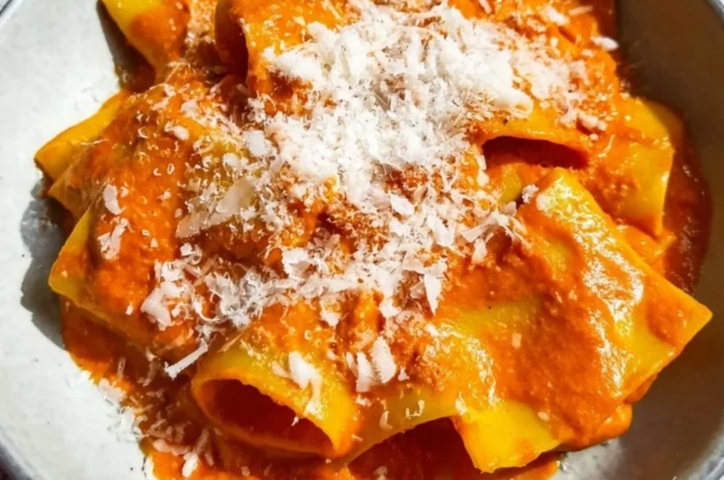 Creamy vodka pasta dish with a rich tomato and cream sauce