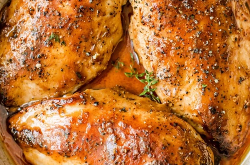 Brown Sugar Garlic Chicken Breasts garnished and served on a plate
