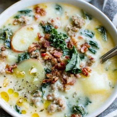 Delicious bowl of Olive Garden imitation Zuppa Toscana soup